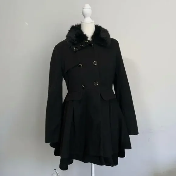 Vintage Wool Military Napoleon Jacket Black Fitted Indie Sleaze 90s Vamp - Picture 5 of 7